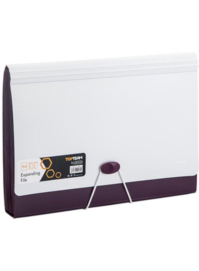 Expanding File with Division A4 13 Pockets White/Purple