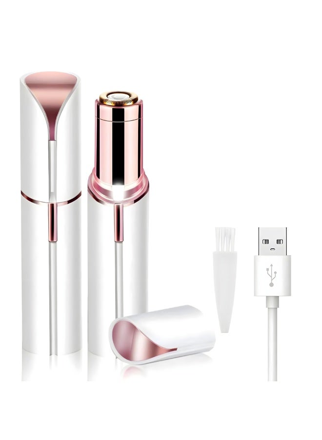 VIO Womens Flawless Facial Hair Remover Eyebrow Trimmer Painless Precision Electric Razor for Face Rechargeable Lipstick Style Trimmer with LED Light for Lips Nose Chin Facial Hair Dermaplaning Tool Painless Precision Lipstick Style Razor Shaver Portable USB Rechargeable Gentle Hair Removal Device for Travel Gift for Women - Image 1