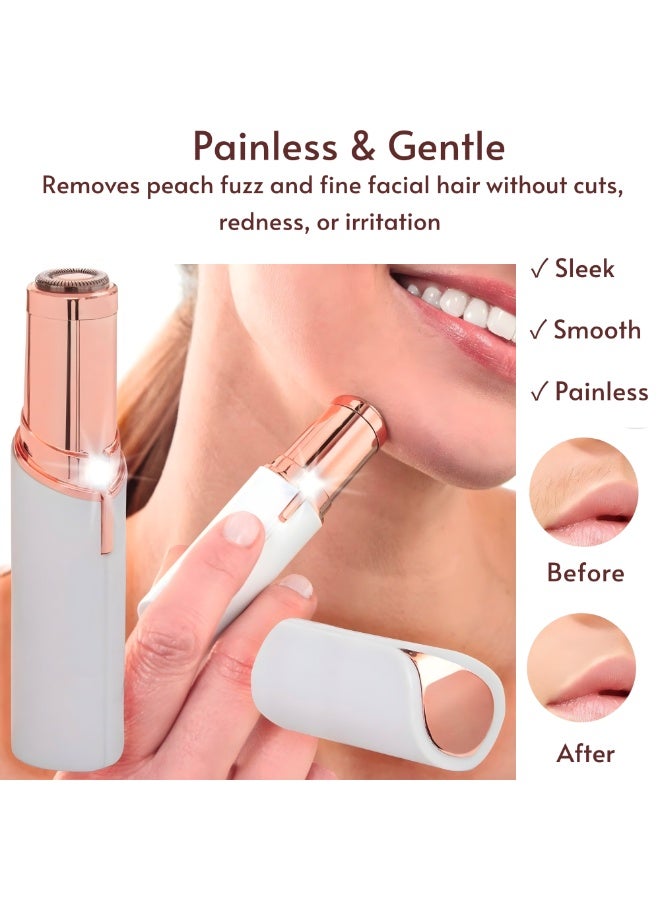VIO Womens Flawless Facial Hair Remover Eyebrow Trimmer Painless Precision Electric Razor for Face Rechargeable Lipstick Style Trimmer with LED Light for Lips Nose Chin Facial Hair Dermaplaning Tool Painless Precision Lipstick Style Razor Shaver Portable USB Rechargeable Gentle Hair Removal Device for Travel Gift for Women - Image 3
