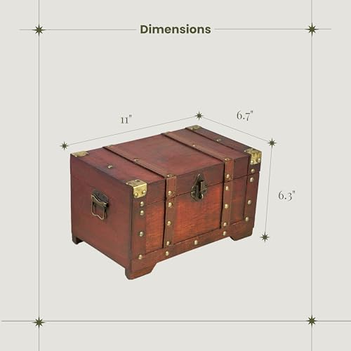 BRYNNBERG - Pirate Treasure Chest Storage Box - Miami 28x17x16cm - Durable Wooden Treasure Chest with Lock - Unique Handmade Decorative Wood Storage Box - Vintage Wood Chest Box - The Best Gift - Image 4
