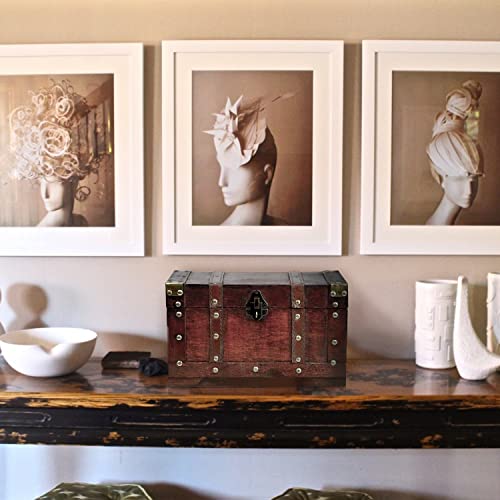 BRYNNBERG - Pirate Treasure Chest Storage Box - Miami 28x17x16cm - Durable Wooden Treasure Chest with Lock - Unique Handmade Decorative Wood Storage Box - Vintage Wood Chest Box - The Best Gift - Image 2