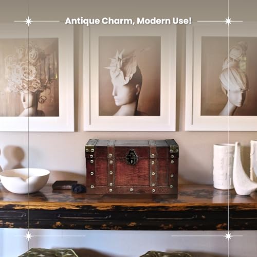BRYNNBERG - Pirate Treasure Chest Storage Box - Miami 28x17x16cm - Durable Wooden Treasure Chest with Lock - Unique Handmade Decorative Wood Storage Box - Vintage Wood Chest Box - The Best Gift - Image 3