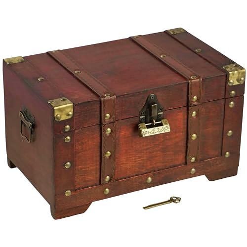 BRYNNBERG - Pirate Treasure Chest Storage Box - Miami 28x17x16cm - Durable Wooden Treasure Chest with Lock - Unique Handmade Decorative Wood Storage Box - Vintage Wood Chest Box - The Best Gift - Image 1