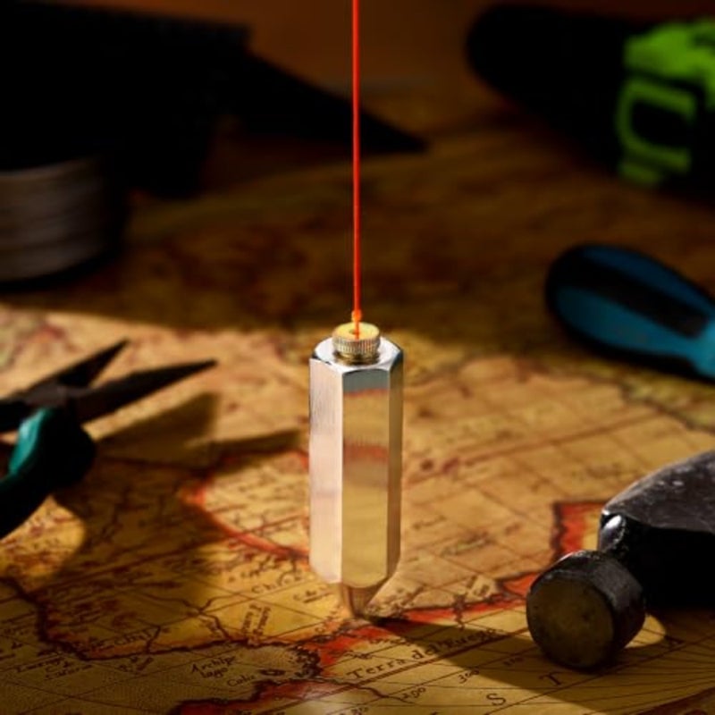 8 oz Brass Plumb Bob with Replaceable Steel Tip 20 ft String and Hook 2 Carpenter Pencils and Sharpener Accurate Measuring Plum Bob Tool for Contractors Masons DIY Building Surveying Hexagonal - Image 4