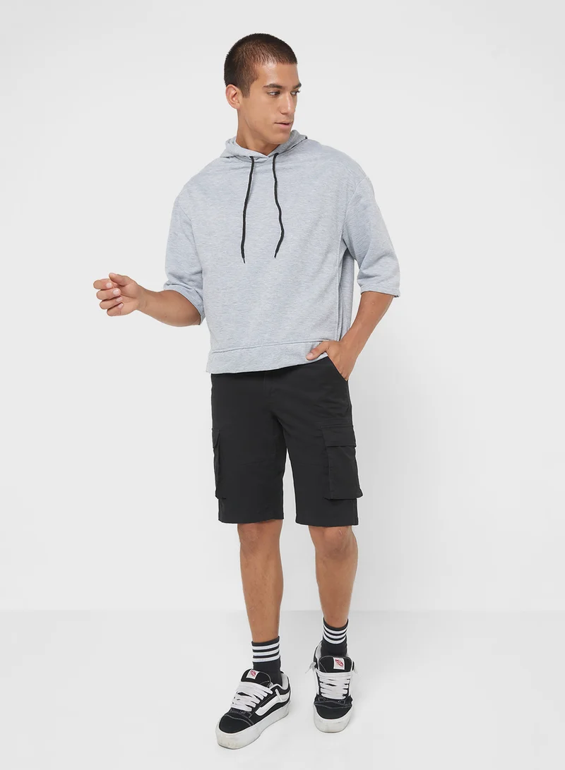 Seventy Five Basics Short Sleeve Oversized Hoddie