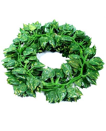 Deehome Artificial Ivy Money Plants Leafs Creepers (12 Strings) Silk Greenery Hanging Vines Garlands Creeper Leaves For Decoration (12 Strings, 6 Foot Each)., Vine;Pine;Fern;Ivy - Image 3