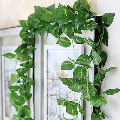Deehome Artificial Ivy Money Plants Leafs Creepers (12 Strings) Silk Greenery Hanging Vines Garlands Creeper Leaves For Decoration (12 Strings, 6 Foot Each)., Vine;Pine;Fern;Ivy - Image 2