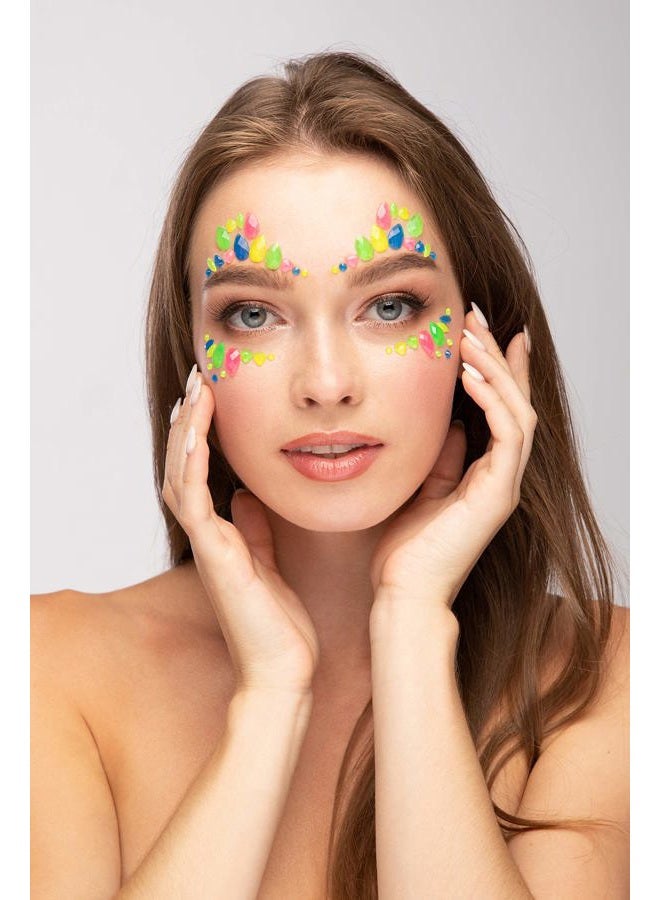 Moon Glow Glow in the Dark Face Jewels by - Festival Face Body Gems, Crystal Make up Eye Glitter Stickers, Temporary Tattoo Jewels (Illumination) - Image 3