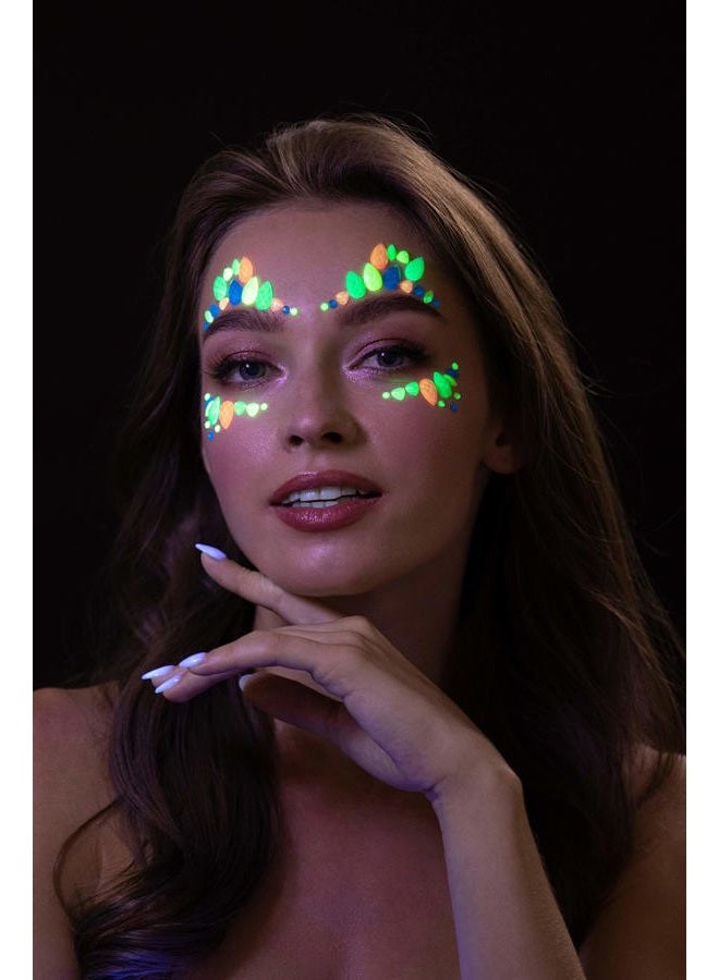 Moon Glow Glow in the Dark Face Jewels by - Festival Face Body Gems, Crystal Make up Eye Glitter Stickers, Temporary Tattoo Jewels (Illumination) - Image 4