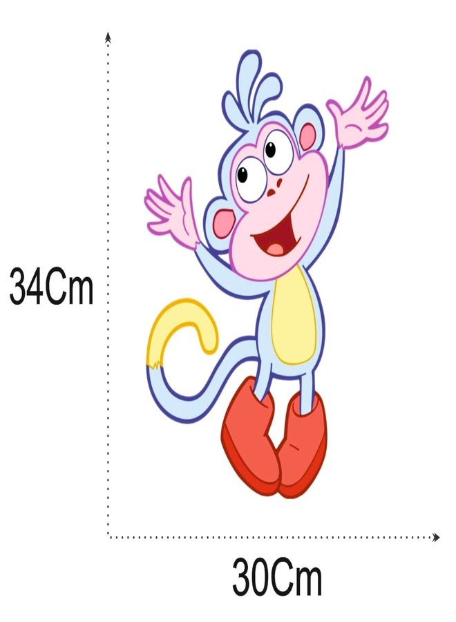 Akki Wold Boots The Monkey Wall Sticker for Living Room, Kids Room, Office, Hall (Muticolor, Size - 34Cm X 30Cm) - Image 2