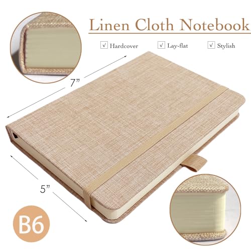 ipoul Linen Notebook, College Ruled, Hardcover, Lay Flat, B6, Small, 5x7, Thick, 100gsm, Pink, Journal for Writing - Image 2