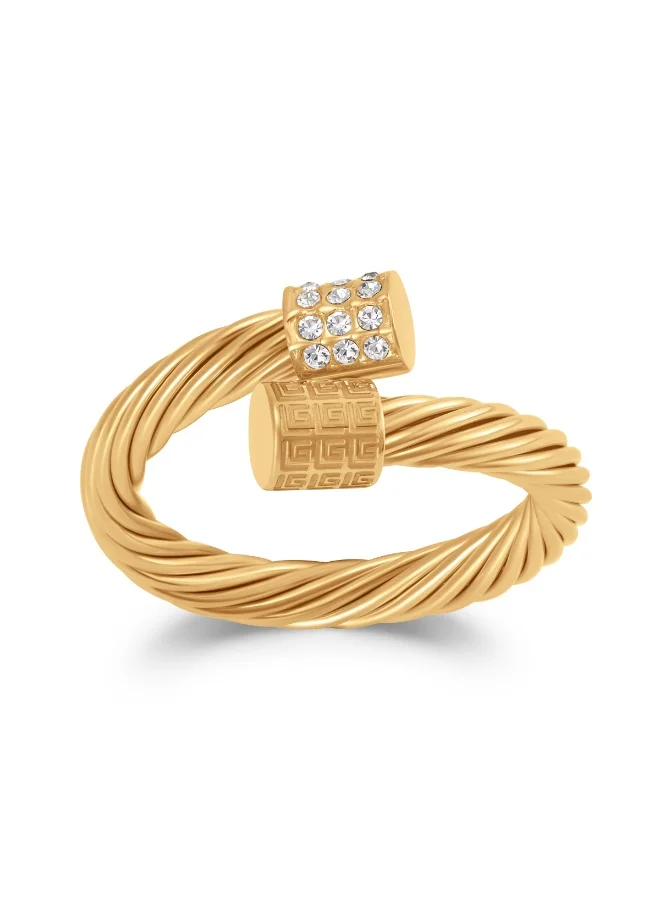 Guy Laroche Camille Gold-Plated Ring with Crystals – Size 54