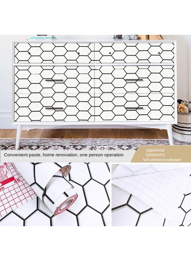 Bluejw Moisture-proof Self-adhesive Pvc Wallpaper Self-adhesive Bedroom Student Cartoon Plaid Wallpaper Cabinet Wardrobe Desktop Dormitory Sticker - Image 1