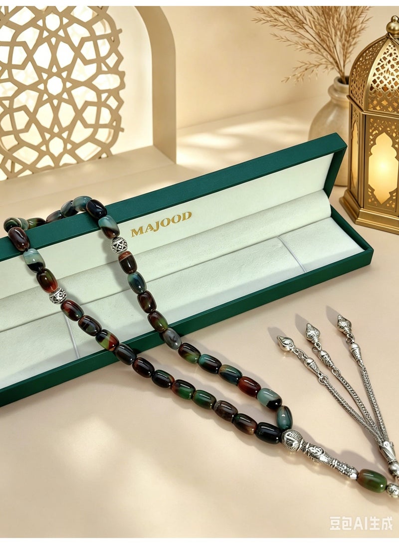 موجود 33 سبحة صلاة من العقيق الطبيعي عمودية/تسبيح/16 مم - Image 3