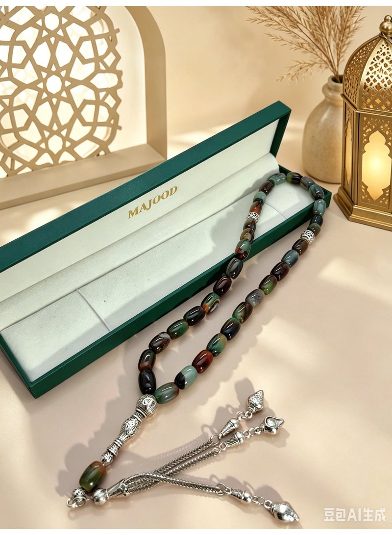 موجود 33 سبحة صلاة من العقيق الطبيعي عمودية/تسبيح/16 مم - Image 4