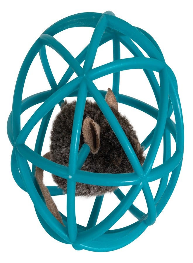 Pet Zone Ball of Furry Fury Premium Catnip Cat Toy with Real Mouse Sounds, for Chase, Rolling and Racing, Teal - Image 3