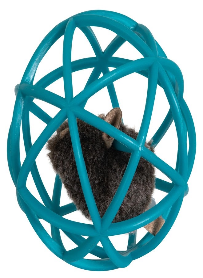 Pet Zone Ball of Furry Fury Premium Catnip Cat Toy with Real Mouse Sounds, for Chase, Rolling and Racing, Teal - Image 2