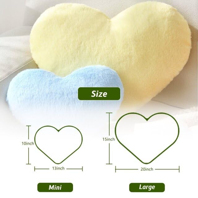 IREMATE Heart Pillow Pink Throw Pillows Decorative Pillows for Bed Couch Cute Faux Rabbit Fur Small Pillow for Women Valentine Anniversary Fall Halloween Christmas Home Decor Medium 20x15 - Image 3