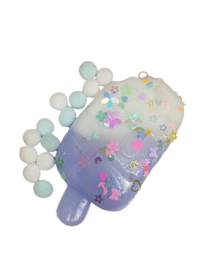 سكويشي ألعاب الآيس كريم الإسفنجية، ألعاب الضغط العائلية، ألعاب الآيس كريم الإسفنجية اللطيفة لتخفيف التوتر (أرجواني/أبيض) - Image 1