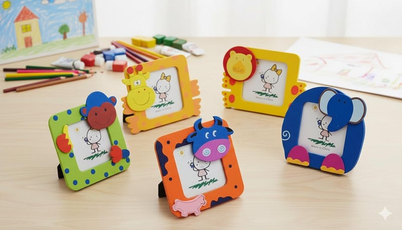 Crackles Beautiful Wood Cute Cartoon Photo Frames For Children Birthday Party Return Gift (Pack Of 6) - Image 3