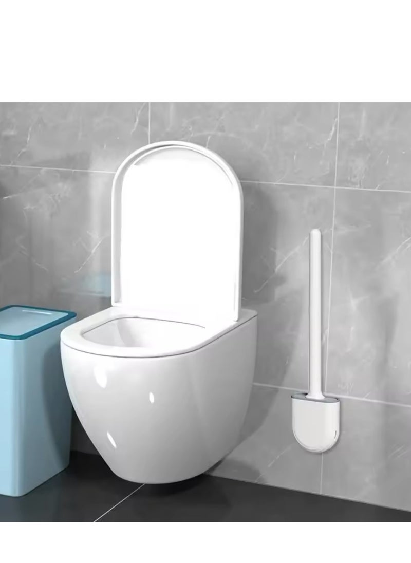 BLUE CORAL Flexible Silicone Toilet Brush with Holder Bathroom Leakproof Soft Toilet Bowl Cleaner Brush Wall Mounted Toilet Cleaning Brush  - Image 3