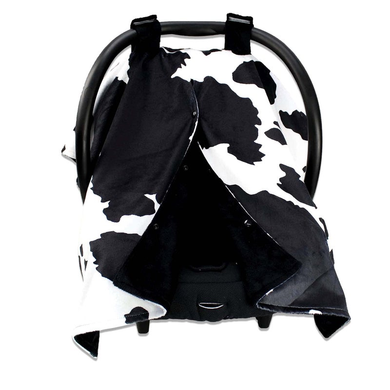 Dear Baby Gear Car Seat Cover for Boys Girls Baby Carseat Canopy wSnap Opening Infant Seat Cover Stroller Nursing Covers Newborn Carrier Canopy 40x30 Black and White Holstein Cow