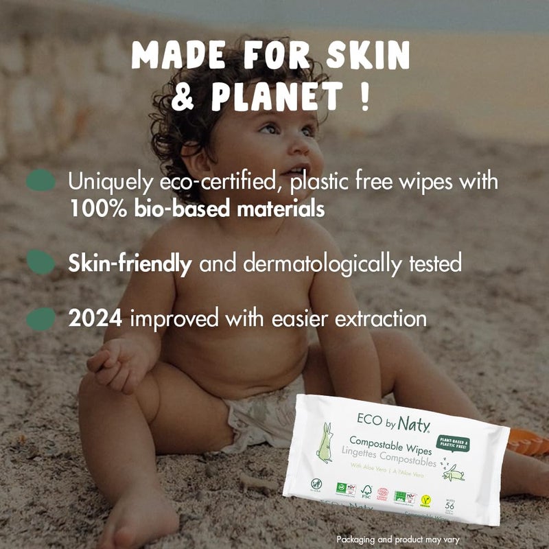 إيكو من ناتي عبوة مناديل مبللة اقتصادية للأطفال مكونة من 56 منديل من 12 قطعة بعدد إجمالي 672 منديل - Image 3
