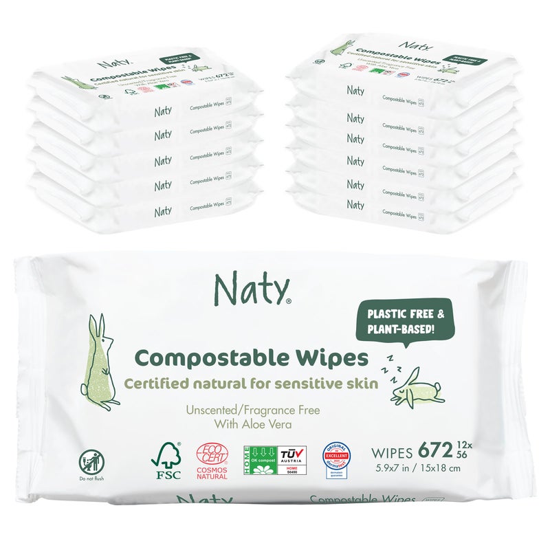 إيكو من ناتي عبوة مناديل مبللة اقتصادية للأطفال مكونة من 56 منديل من 12 قطعة بعدد إجمالي 672 منديل - Image 1