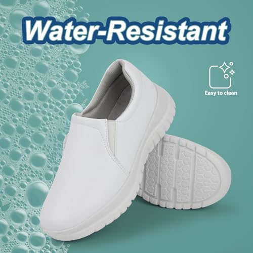 Hawkwell Women's Slip On Lightweight Water Resistant Nurse Shoes Slip Resistant Healthcare Work Shoes,White Synthetic,8 M US - Image 5