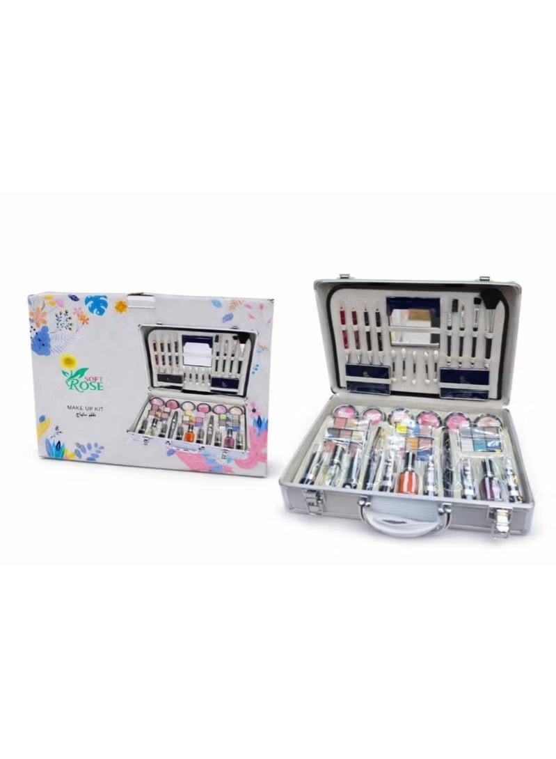 Soft Rose Complete Makeup Kit (Large Size) - Professional Aluminum Case Comprehensive Face, Eyes & Lips - Luxury Beauty Set with Mirror & Applicators - Image 2