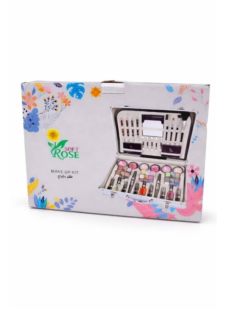 Soft Rose Complete Makeup Kit (Large Size) - Professional Aluminum Case Comprehensive Face, Eyes & Lips - Luxury Beauty Set with Mirror & Applicators - Image 3