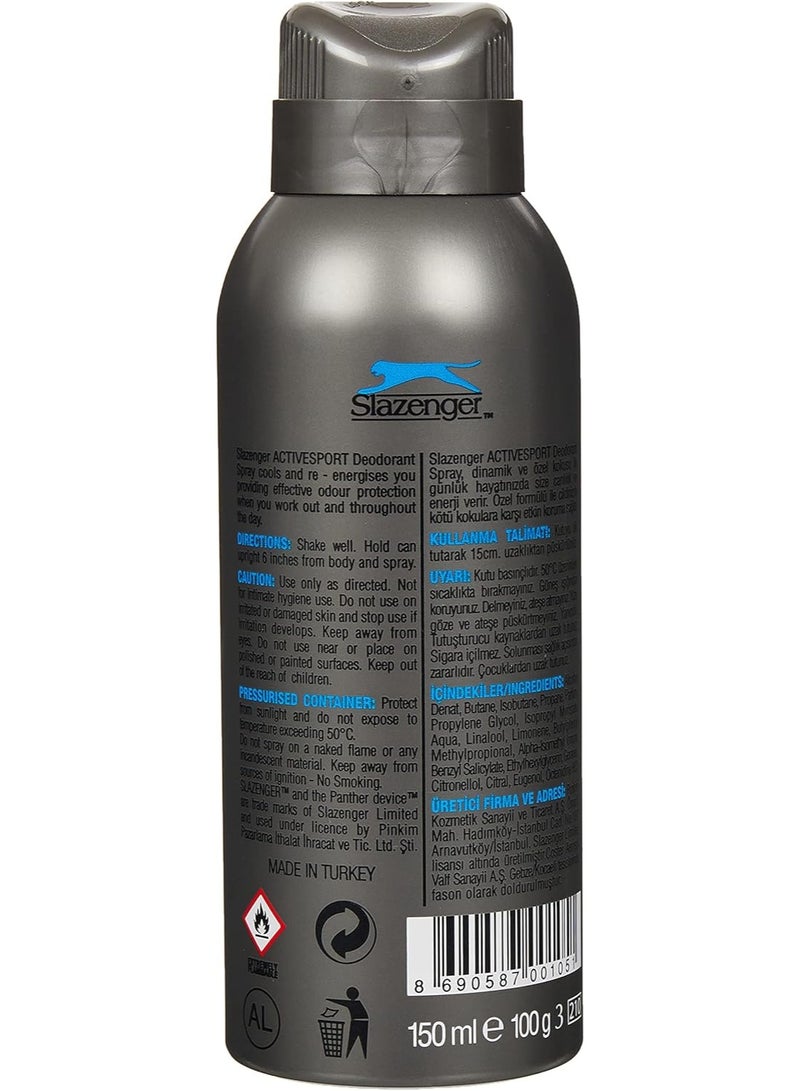 Slazenger Active Sport Spray Deodorant For Men 150 ml - Image 2