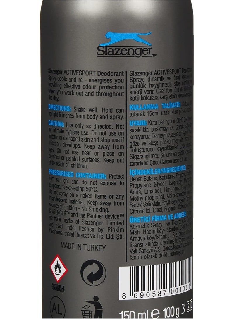 Slazenger Active Sport Spray Deodorant For Men 150 ml - Image 4