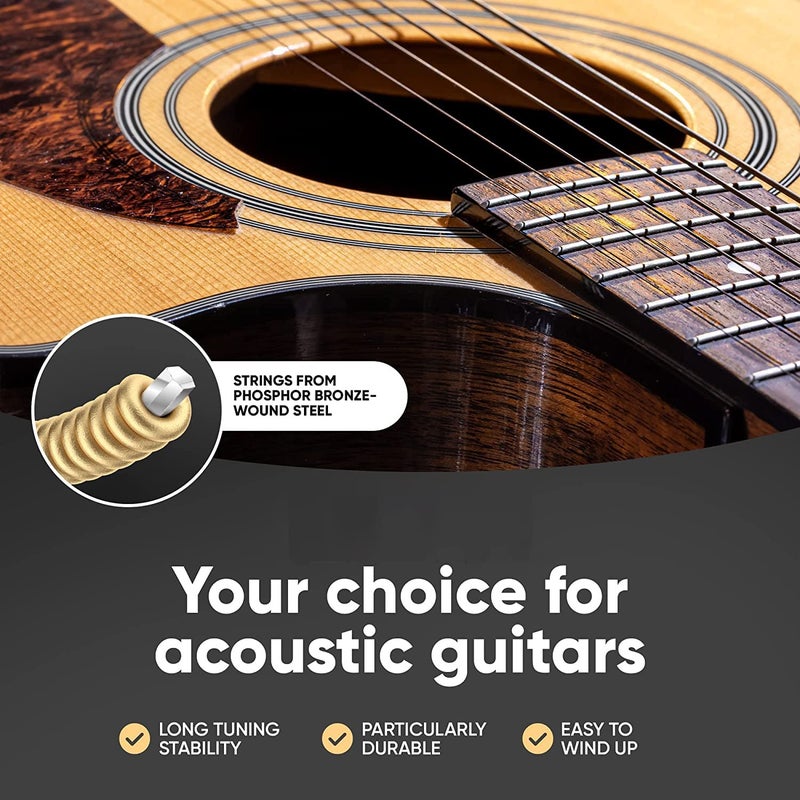 TechBlaze MOCKING BIRD Acoustic Guitar String Set of 6 Stainless Steel Acoustic Guitar String set with Hollow Ball End Full Replacement Guitar Saddle Set (0.10-0.50 Extra Light Gauge) - Image 3
