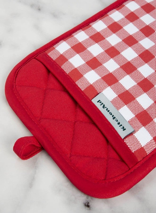 KitchenAid Gingham Pot Holder 2-Pack Set, Passion Red, 7"x10" - Image 3