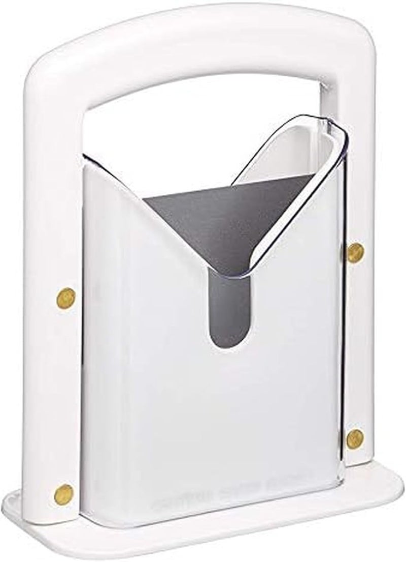 Hoan The Original Bagel Guillotine Slicer - 9.25-Inch Stainless Steel Blade Slicer - Safe and Efficient Easy Bagel Cutter for Muffins, Rolls, Buns with Precision Ground Serrated Blade (White) - Image 1