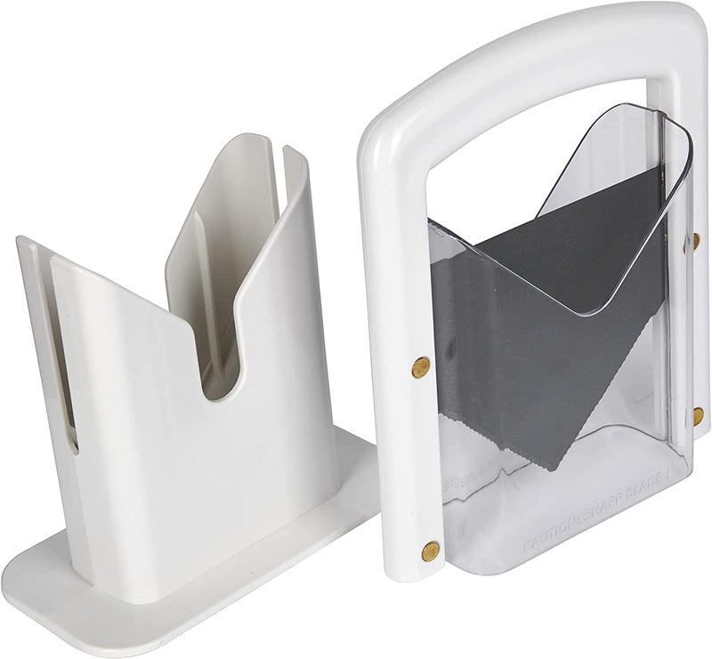 Hoan The Original Bagel Guillotine Slicer - 9.25-Inch Stainless Steel Blade Slicer - Safe and Efficient Easy Bagel Cutter for Muffins, Rolls, Buns with Precision Ground Serrated Blade (White) - Image 3