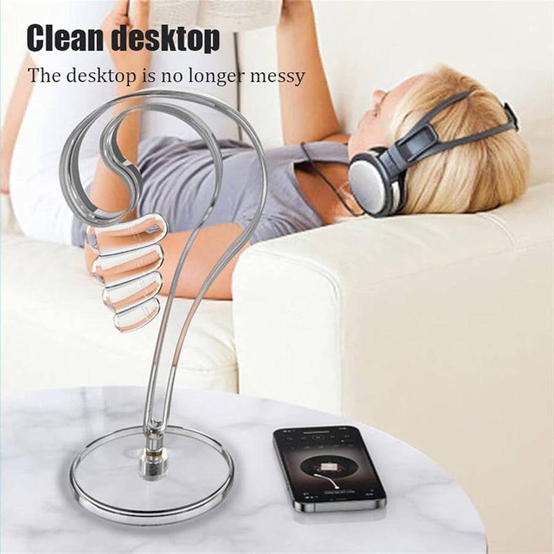 حامل سماعات رأس عالمي مع قاعدة سميكة قابلة للفصل حامل عرض مكتبي أسود - Image 2