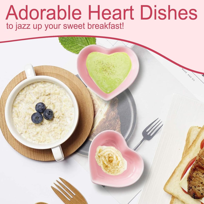 BigNoseDeer Super Cute heart shape Ceramic Sauce DishMini Side Seasoning DishCondiment DishesSushi Soy Dipping BowlSnack Serving DishesLove Porcelain Small Saucer SetSet of 6 - Image 2