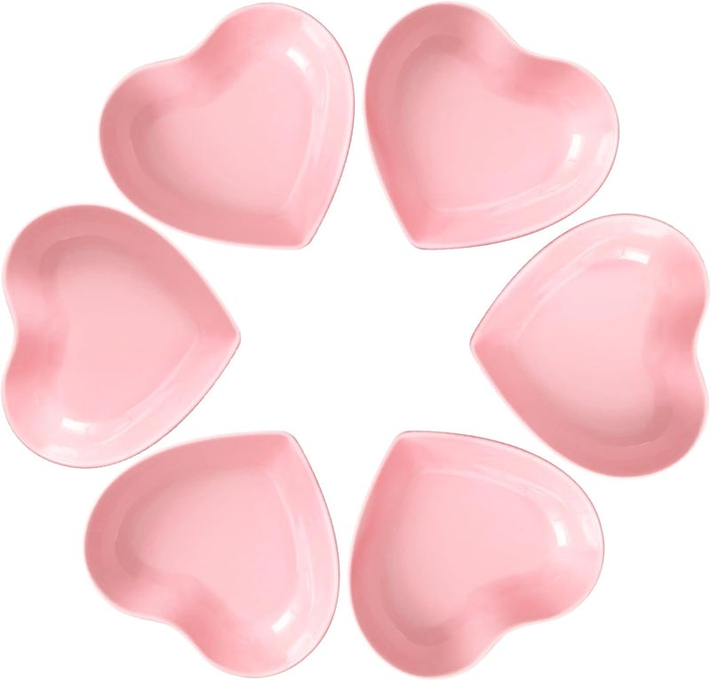 BigNoseDeer Super Cute heart shape Ceramic Sauce DishMini Side Seasoning DishCondiment DishesSushi Soy Dipping BowlSnack Serving DishesLove Porcelain Small Saucer SetSet of 6 - Image 1