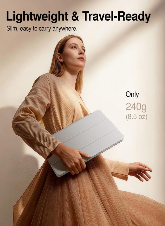 Smartdevil Case for iPad Pro 11-inch 2024 (M4, 7th Gen) with Pencil Holder, Slim Trifold Stand Cover with Clear Hard Back, Anti-Bend Protection, Auto Wake/Sleep, Supports Touch ID - Light Gray - Image 4