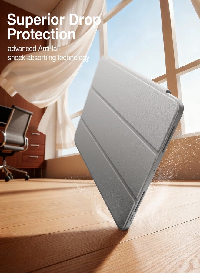 Smartdevil Case for iPad Pro 11-inch 2024 (M4, 7th Gen) with Pencil Holder, Slim Trifold Stand Cover with Clear Hard Back, Anti-Bend Protection, Auto Wake/Sleep, Supports Touch ID - Light Gray - Image 5
