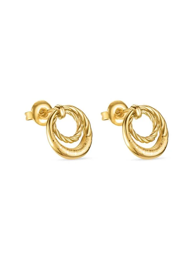 Guy Laroche Mady Yellow Gold Plated Stainless Steel Stud Earrings for Women