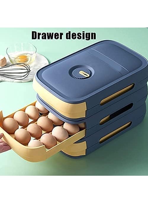 PLUMAZE PLUMAZE Organize Your Eggs with Ease DrawerType Egg Storage Box with Date Reminder Holds 18 Eggs Blue  - Image 3
