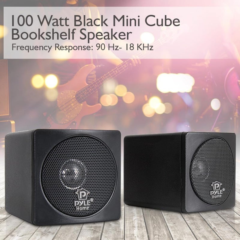 Pyle Home PCB3BK 3-Inch 100-Watt Mini Cube Bookshelf Speakers - Pair (Black) (Pair) - Image 5