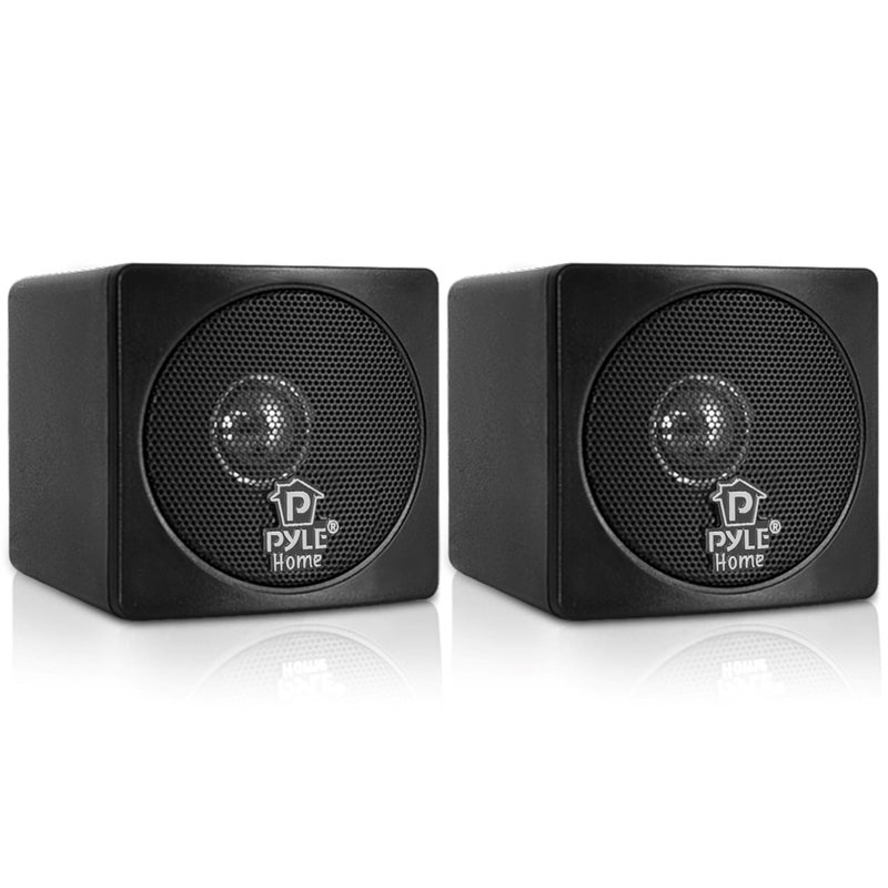 Pyle Home PCB3BK 3-Inch 100-Watt Mini Cube Bookshelf Speakers - Pair (Black) (Pair) - Image 1
