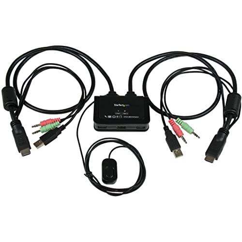 Startech.com StarTechcom 2 Port USB HDMI Cable KVM Switch with Audio and Remote Switch USB Powered KVM with HDMI Dual Port HDMI KVM Switch SV211HDUA - Image 1