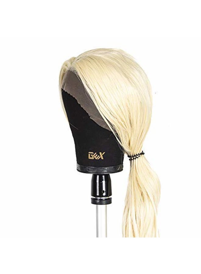 gexworldwide GEX 21" Canvas Block Cork Wig Mannequin Head for Wig Making Drying Styling Display with Table C Stand Clamp Holder&GEX Wig Grip&Pins(Black 21") - Image 5