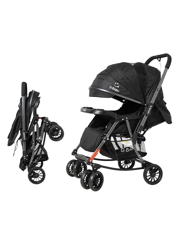G Baby (G22) stroller baby/Kids Travel Stroller Reversible Handle, LIGHTWEIGHT, COMPACT DESIGN,Mosquito Net,Advanced Stroller with Rocker_Black - Image 1