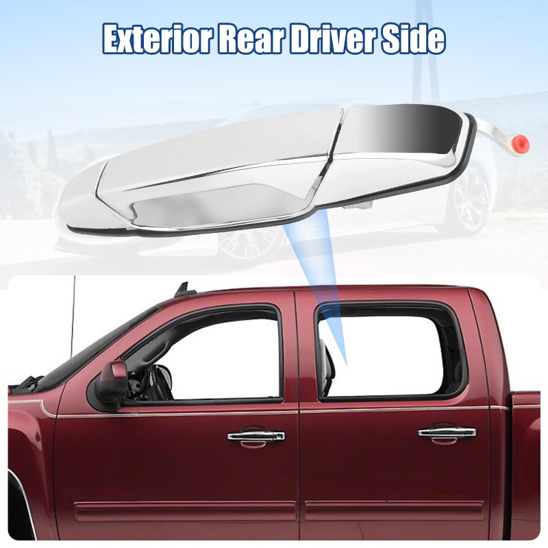 NPAUTO NPAUTO Exterior Door Handle Rear Left Driver Side Replacement for 2007 2008 2009 2010 2011 12 13 Chevy Silverado, Tahoe, Avalanche, Suburban, GMC Sierra, Yukon XL, Cadillac Escalade, 80105, Chrome  - Image 2